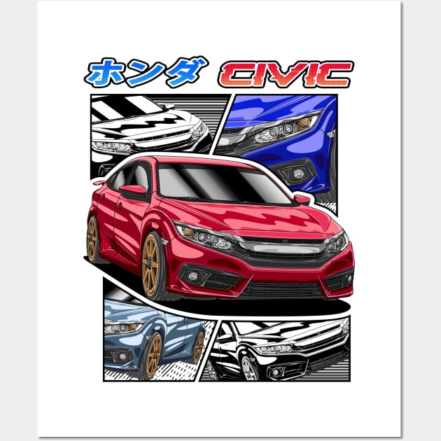 JDM Civic Street Racing Wall Art by Guyvit